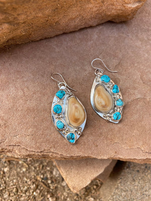 Elk Ivory River Rock Earrings - handcrafted Elk Ivory in Sterling Silver by The Jewelry Shop, made in Arizona