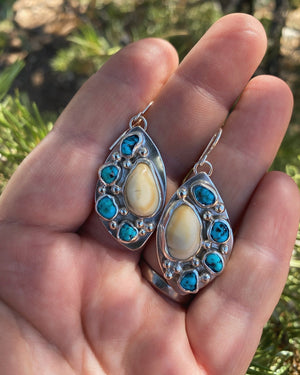 Elk Ivory River Rock Earrings - handcrafted Elk Ivory in Sterling Silver by The Jewelry Shop, made in Arizona