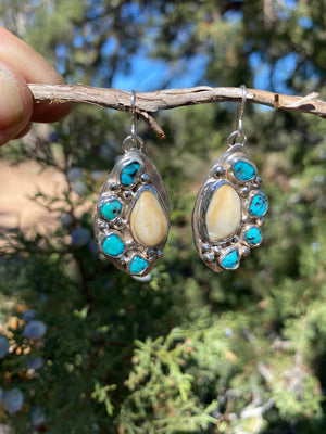 Elk Ivory River Rock Earrings - handcrafted Elk Ivory in Sterling Silver by The Jewelry Shop, made in Arizona