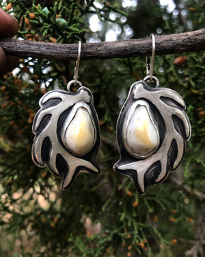 Elk Shed Earrings - handcrafted Elk Ivory in Sterling Silver by The Jewelry Shop, made in Arizona