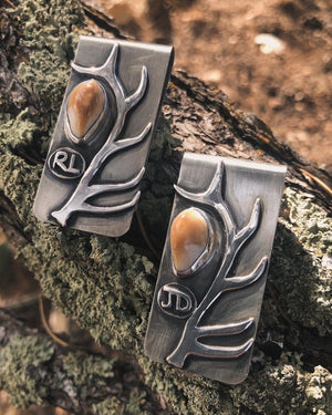 Elk Shed Money Clip - handcrafted Elk Ivory in Sterling Silver by The Jewelry Shop, made in Arizona