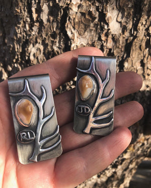 Elk Shed Money Clip - handcrafted Elk Ivory in Sterling Silver by The Jewelry Shop, made in Arizona
