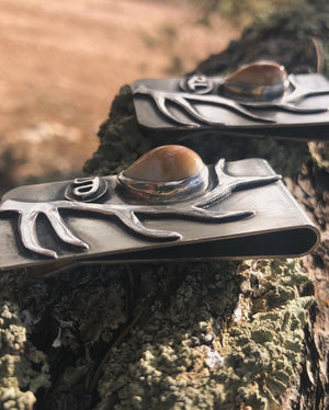 Elk Shed Money Clip - handcrafted Elk Ivory in Sterling Silver by The Jewelry Shop, made in Arizona