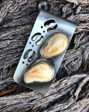 Elk Track Money Clip - handcrafted Elk Ivory in Sterling Silver by The Jewelry Shop, made in Arizona