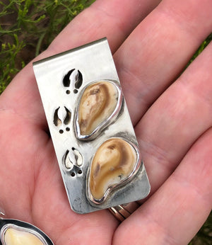 Elk Track Money Clip - handcrafted Elk Ivory in Sterling Silver by The Jewelry Shop, made in Arizona