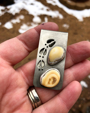 Elk Track Money Clip - handcrafted Elk Ivory in Sterling Silver by The Jewelry Shop, made in Arizona