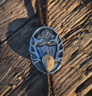 Euro Mount Custom Bolo Tie - handcrafted Elk Ivory in Sterling Silver by The Jewelry Shop, made in Arizona