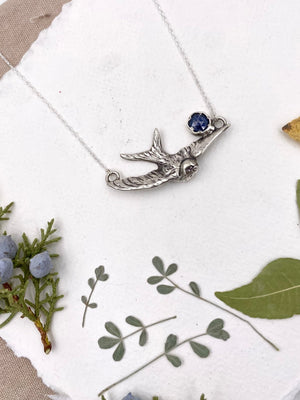 Flying Swallow Pendant #1 - handcrafted Necklace in Sterling Silver by The Jewelry Shop, made in Arizona