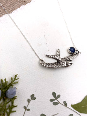 Flying Swallow Pendant #1 - handcrafted Necklace in Sterling Silver by The Jewelry Shop, made in Arizona
