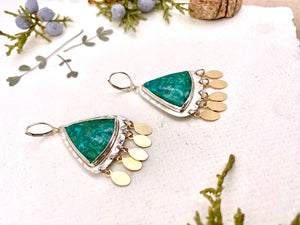 Green Petal Earrings - handcrafted Earrings in Sterling Silver by The Jewelry Shop, made in Arizona
