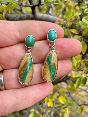 Green Turquoise Double Drop Earrings - The Jewelry Shop