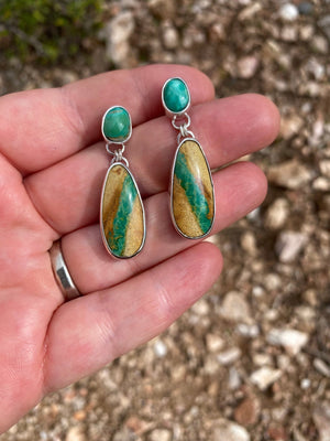 Green Turquoise Double Drop Earrings - The Jewelry Shop