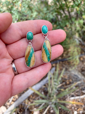 Green Turquoise Double Drop Earrings - The Jewelry Shop