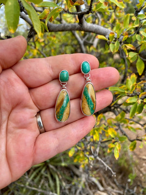 Green Turquoise Double Drop Earrings - The Jewelry Shop