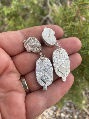 Green Turquoise Double Drop Earrings - handcrafted Earrings in Sterling Silver by The Jewelry Shop, made in Arizona