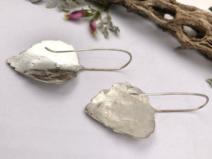 Hand-Forged Sterling Silver Aspen Leaf Earrings - handcrafted Earrings in Sterling Silver by The Jewelry Shop, made in Arizona