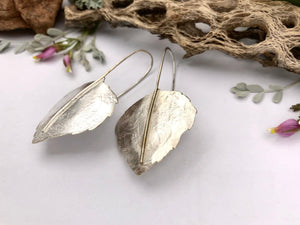 Hand-Forged Sterling Silver Aspen Leaf Earrings - handcrafted Earrings in Sterling Silver by The Jewelry Shop, made in Arizona