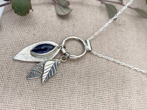 Iolite Leaf Drop - handcrafted Necklace in Sterling Silver by The Jewelry Shop, made in Arizona