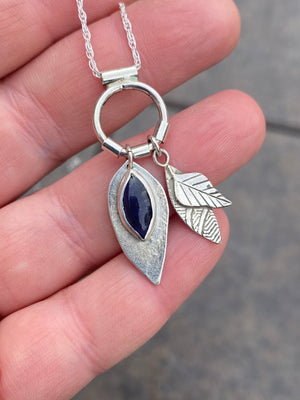 Iolite Leaf Drop - handcrafted Necklace in Sterling Silver by The Jewelry Shop, made in Arizona
