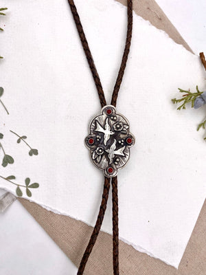 Lovebirds Bolo Tie - handcrafted Necklace in Sterling Silver by The Jewelry Shop, made in Arizona