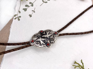 Lovebirds Bolo Tie - handcrafted Necklace in Sterling Silver by The Jewelry Shop, made in Arizona