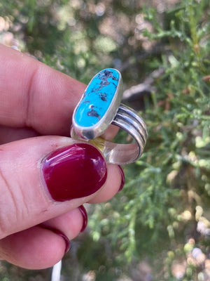 Mojave Solitaire Ring - Turquoise and Silver Size 5 - The Jewelry Shop