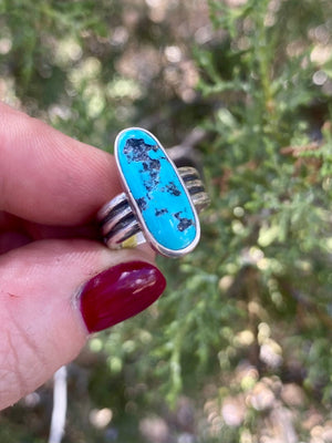Mojave Solitaire Ring - Turquoise and Silver Size 5 - The Jewelry Shop