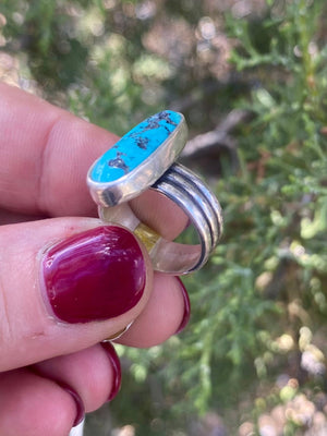 Mojave Solitaire Ring - Turquoise and Silver Size 5 - The Jewelry Shop