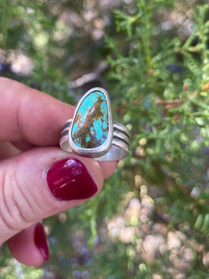 Mojave Solitaire Ring - Turquoise and Silver Size 6 - The Jewelry Shop