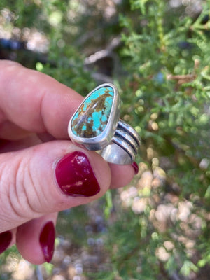 Mojave Solitaire Ring - Turquoise and Silver Size 6 - The Jewelry Shop