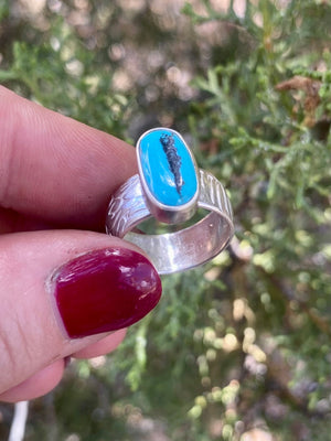Mojave Solitaire Ring - Turquoise and Silver Size 6 - The Jewelry Shop