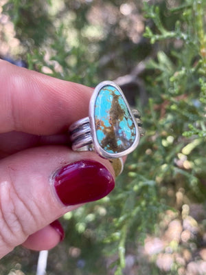 Mojave Solitaire Ring - Turquoise and Silver Size 6 - The Jewelry Shop