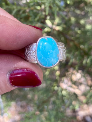 Mojave Solitaire Ring - Turquoise and Silver Size 7 - The Jewelry Shop