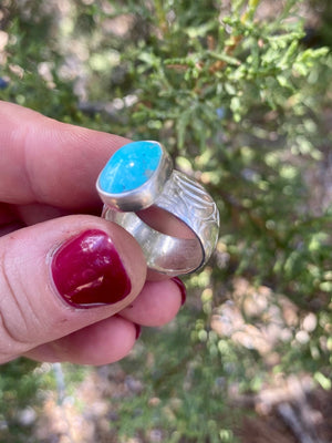 Mojave Solitaire Ring - Turquoise and Silver Size 7 - The Jewelry Shop