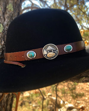 ‘Mountain Boulders’ Custom Hat Band - handcrafted Elk Ivory in Sterling Silver by The Jewelry Shop, made in Arizona
