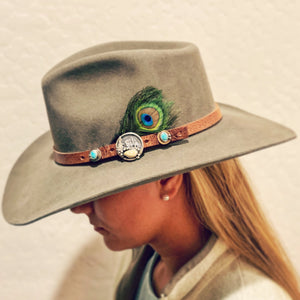 ‘Mountain Boulders’ Custom Hat Band - handcrafted Elk Ivory in Sterling Silver by The Jewelry Shop, made in Arizona