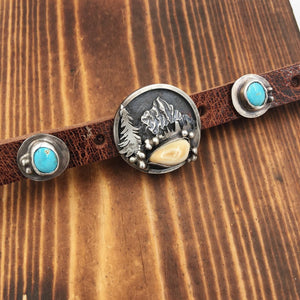 ‘Mountain Boulders’ Custom Hat Band - handcrafted Elk Ivory in Sterling Silver by The Jewelry Shop, made in Arizona