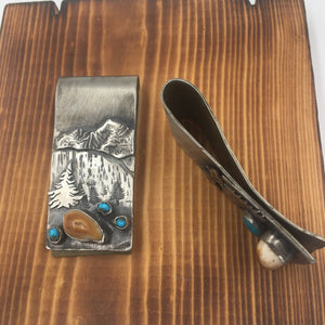 Mountain Boulders Money Clip - handcrafted Elk Ivory in Sterling Silver by The Jewelry Shop, made in Arizona