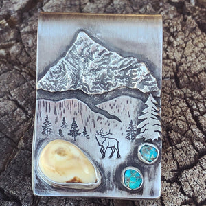 Mountain Boulders Money Clip - handcrafted Elk Ivory in Sterling Silver by The Jewelry Shop, made in Arizona