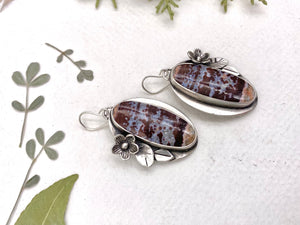 Red Blossom Earrings - handcrafted Earrings in Sterling Silver by The Jewelry Shop, made in Arizona
