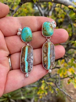 Ribbon Turquoise Double Drop Earrings - The Jewelry Shop