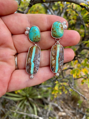 Ribbon Turquoise Double Drop Earrings - The Jewelry Shop