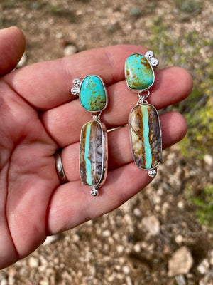 Ribbon Turquoise Double Drop Earrings - The Jewelry Shop