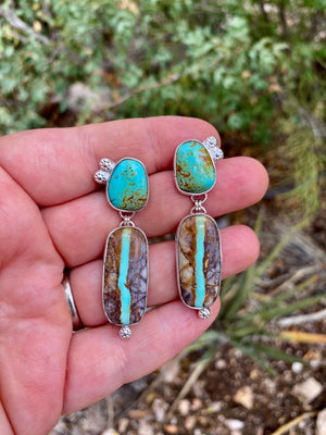 Ribbon Turquoise Double Drop Earrings - The Jewelry Shop