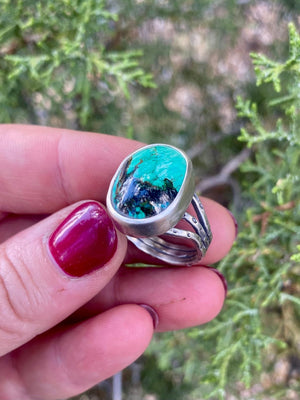 Sage Star Ring - Green Stormy Mountain Turquoise Size 8 - The Jewelry Shop