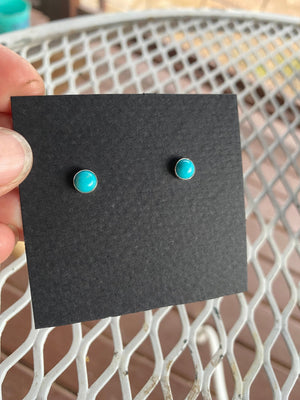 Simple Turquoise Studs - handcrafted Earrings in Sterling Silver by The Jewelry Shop, made in Arizona