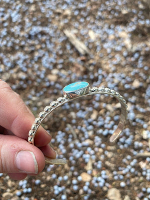 Studded Turquoise Cuff - handcrafted Bracelet in Sterling Silver by The Jewelry Shop, made in Arizona
