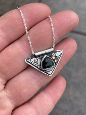 Tourmaline Pendant - handcrafted Necklace in Sterling Silver by The Jewelry Shop, made in Arizona