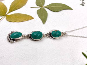 Triple Turquoise Pendulum - handcrafted Necklace in Sterling Silver by The Jewelry Shop, made in Arizona