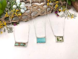 Turquoise Bar Slide - handcrafted Necklace in Sterling Silver by The Jewelry Shop, made in Arizona
